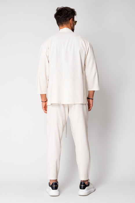 Set Tulum Jachetă tip kimono si pantalon lung Off White [3]