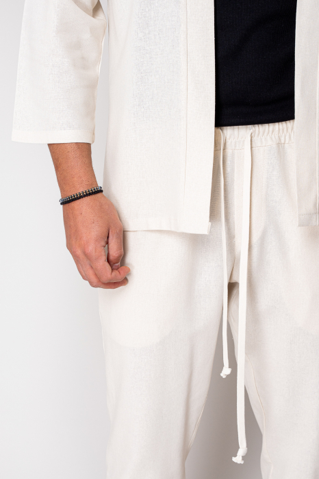 Set Tulum Jachetă tip kimono si pantalon lung Off White [5]