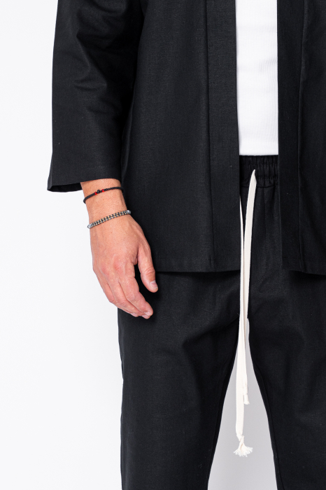 Set Tulum Jacheta tip kimono si pantalon lung Premium Edition Black [4]
