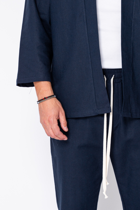Set Tulum Jacheta tip kimono si pantalon lung Premium Edition Navy [4]