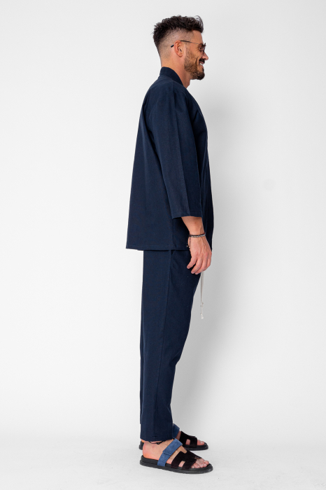 Set Tulum Jacheta tip kimono si pantalon lung Premium Edition Navy [2]