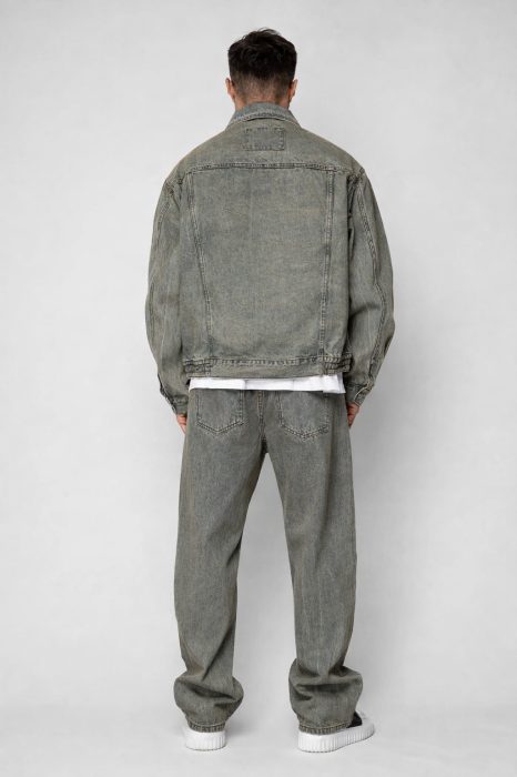 Set Urban Jacheta cu fermoar si pantalon lung din Denim Grey [3]