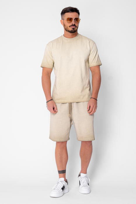 Set Urban pre-wash t-shirt and shorts Light Beige [2]