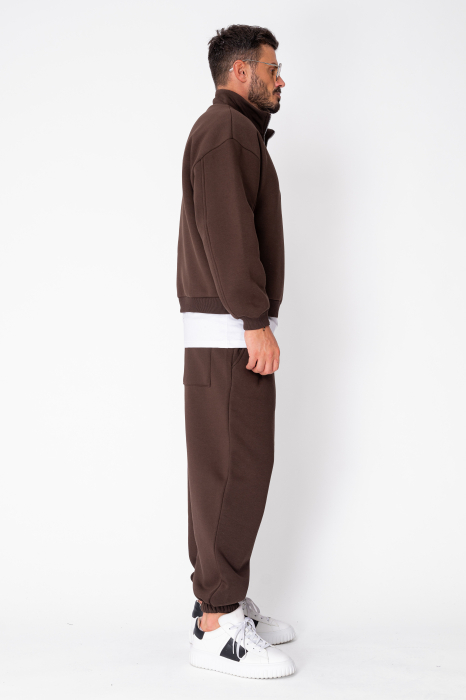 Set Urban Winter bluza cu fermoar scurt si pantalon Baggy Brown [3]
