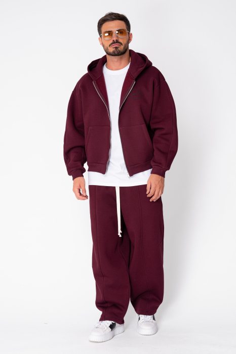 Set Urban Winter hanorac cu fermoar si pantalon Balloon Burgundy [2]