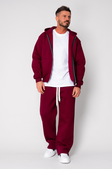 Set Winter hanorac cu fermoar si pantalon drept Burgundy [2]