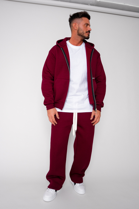 Set Winter hanorac cu fermoar si pantalon drept Burgundy [1]