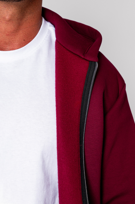 Set Winter hanorac cu fermoar si pantalon drept Burgundy [5]