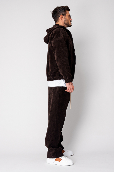 Set Velvet Hanorac cu fermoar si pantalon lung Dark Brown [3]