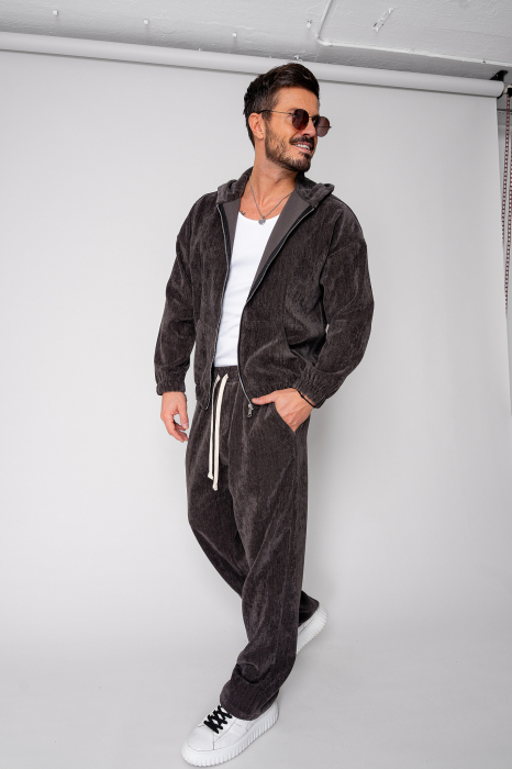 Set Velvet Hanorac cu fermoar si pantalon lung Brown [1]