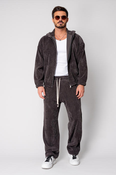 Set Velvet Hanorac cu fermoar si pantalon lung Brown [2]