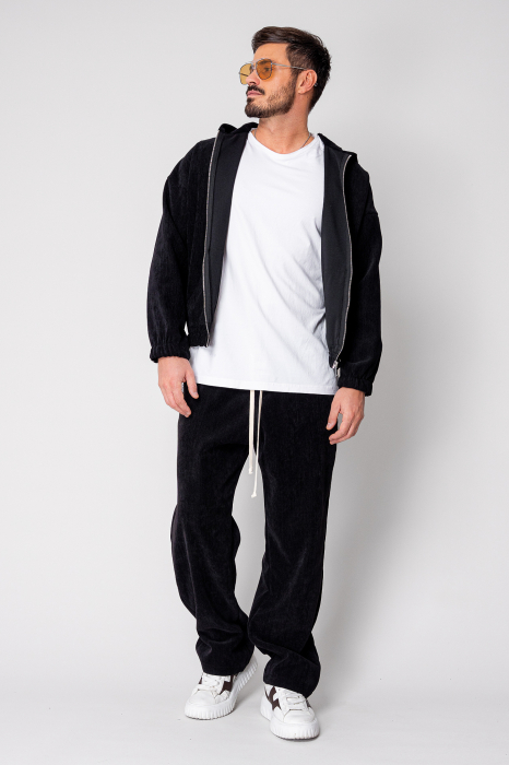 Set Velvet Hanorac cu fermoar si pantalon lung Black [2]
