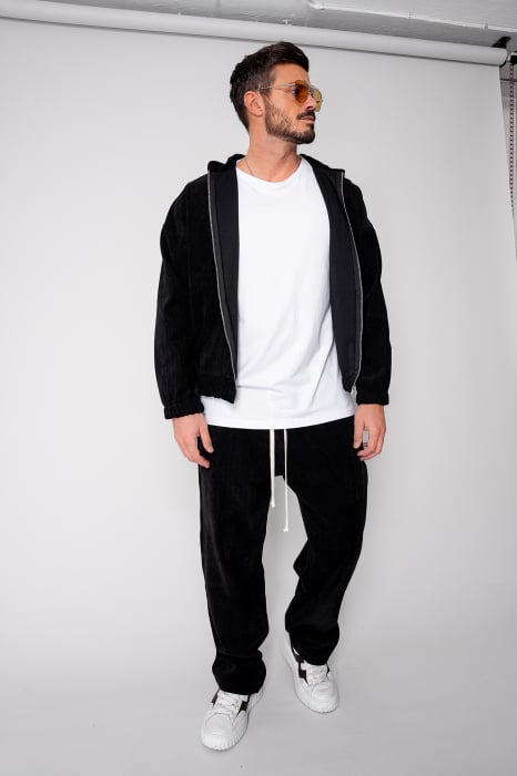 Set Velvet Hanorac cu fermoar si pantalon lung Black [1]