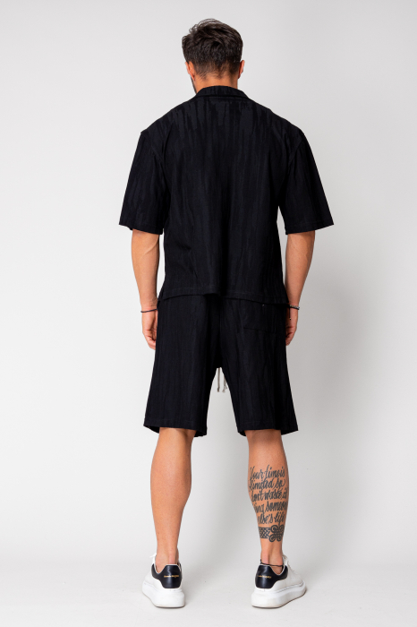 Set Velvet tricou cu fermoar si pantalon scurt Black [4]