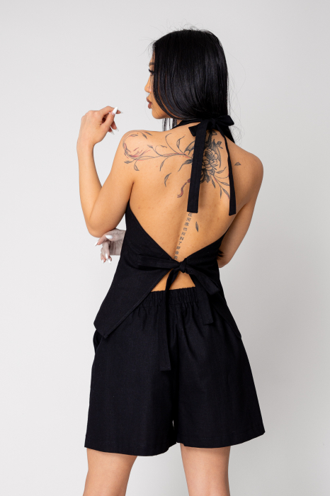 Backless vest and short pants set Black [4]