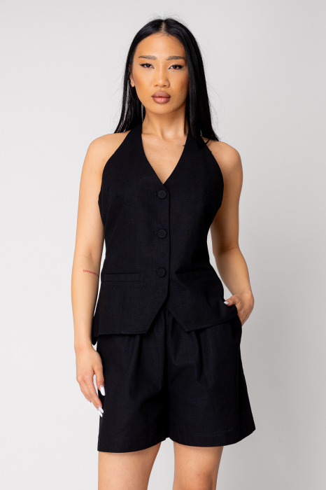 Backless vest and short pants set Black [2]