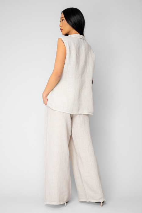 Set Vesta si Pantalon lung din 100% in Beige [3]