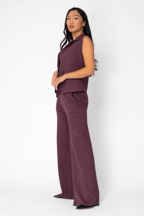 Set Vesta si Pantalon lung tricotat Burgundy [2]