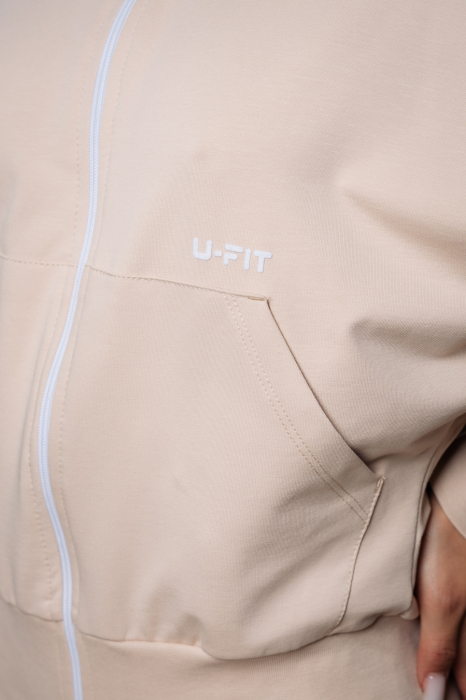 Set Volla hanorac cu fermoar si pantalon lung Light Beige [5]