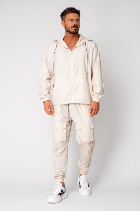 Set Windbreaker Jacket with zipper and long pants Cream [2]