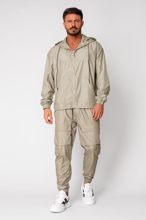 Set Windbreaker Jacket with zipper and long pants Dark Olive [2]