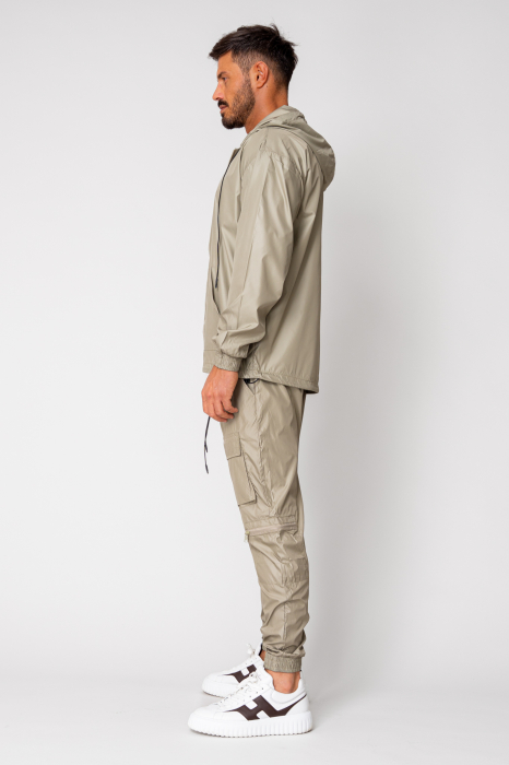 Set Windbreaker Jacket with zipper and long pants Dark Olive [3]