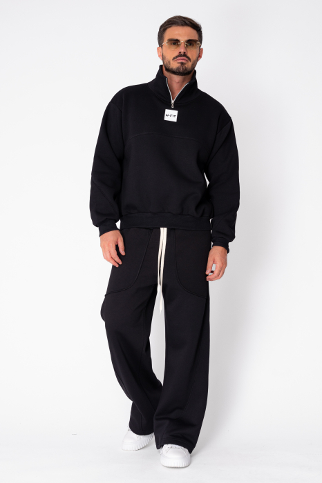Set Winter bluza cu fermoar la guler si pantalon Balloon Black [2]