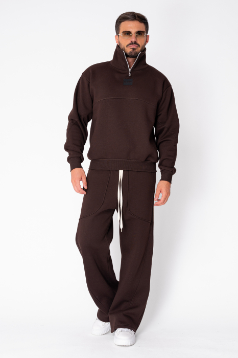 Set Winter bluza cu fermoar la guler si pantalon Balloon Brown [2]