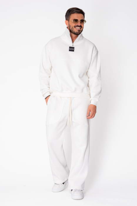Set Winter bluza cu fermoar la guler si pantalon Balloon Off White [6]