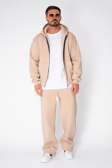 CozyWide Winter set with zipper and straight pants Beige [2]