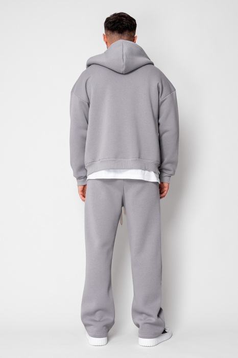 Set Winter CozyWide hanorac cu fermoar si pantalon drept Grey [4]