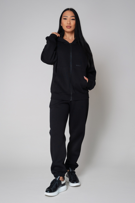 Set Winter Easy hanorac cu fermoar si pantalon Oversized Black [1]