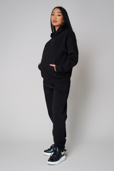 Set Winter Easy hanorac cu fermoar si pantalon Oversized Black [2]