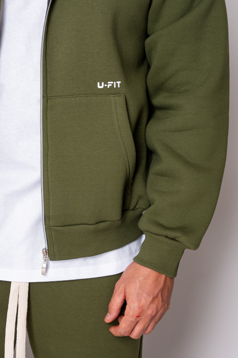 Set Winter hanorac cu fermoar si pantalon drept Kaki [5]