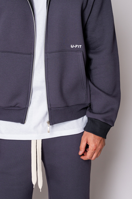 Set Winter hanorac cu fermoar si pantalon drept Grey Anthracite [4]