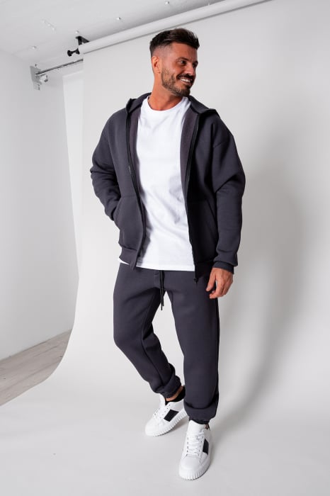 Set Winter hanorac cu fermoar si pantalon  Grey Anthracite [1]