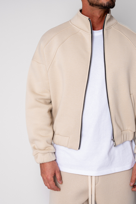 Set Winter Jacheta cu fermoar si pantalon drept Beige [5]