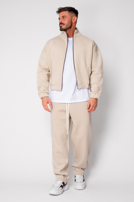 Set Winter Jacheta cu fermoar si pantalon drept Beige [2]