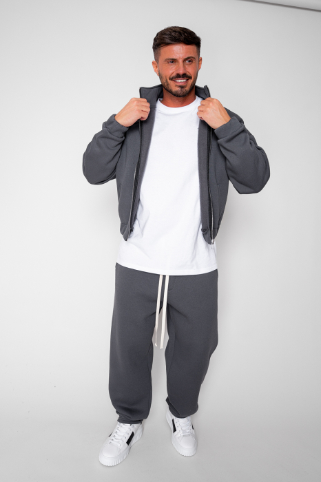 Set Winter Jacheta cu fermoar si pantalon drept Grey Anthracite [2]
