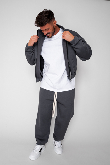 Set Winter Jacheta cu fermoar si pantalon drept Grey Anthracite [1]