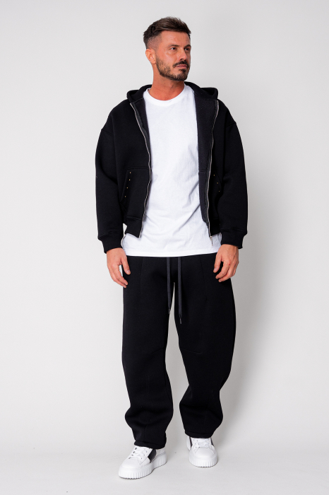 Set Winter hanorac cu fermoar si pantalon  Baggy Black [2]