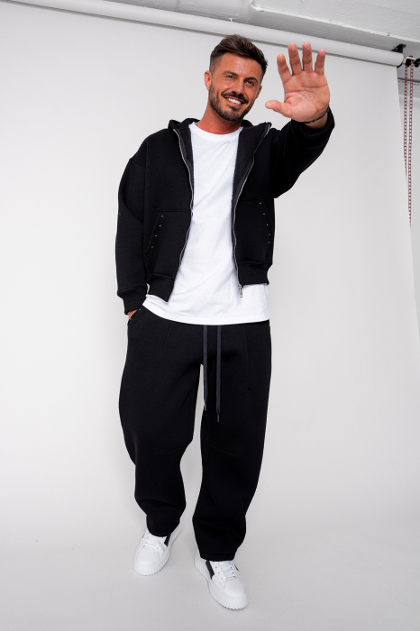 Set Winter hanorac cu fermoar si pantalon  Baggy Black [1]
