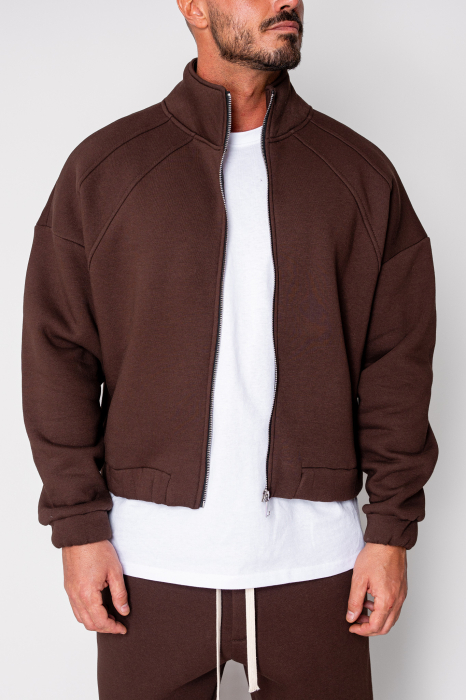 Set Winter Jacheta cu fermoar si pantalon drept Brown [5]