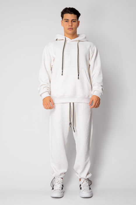 Set Winter Velvet hanorac si pantalon Off White [2]