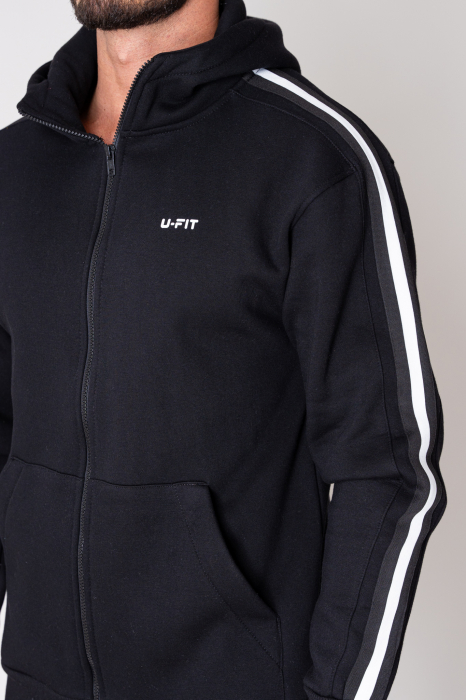 Trening Full Moov Winter hanorac cu fermoar si pantalon Black [4]