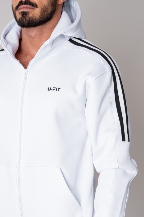 Trening Moov Winter hanorac cu fermoar si pantalon White/Black [4]