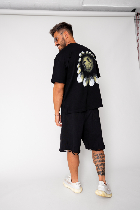 Tricou Back Smile Heavy Oversized Black [3]