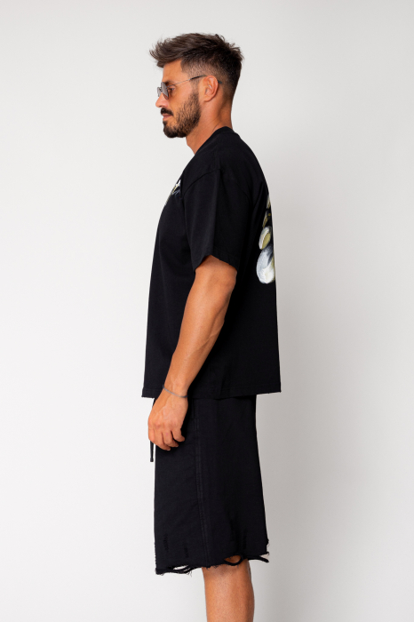 Tricou Back Smile Heavy Oversized Black [2]