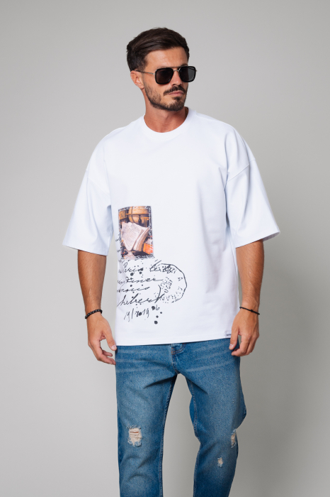 Tricou Barbati Spirit Book Oversized White [2]