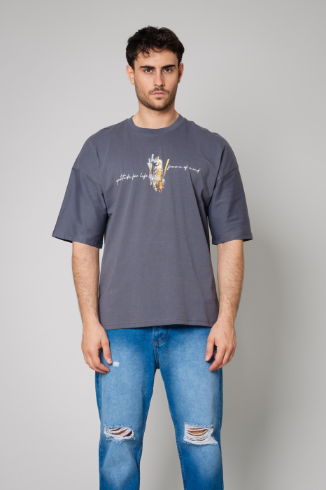 Tricou Barbati Spirit Life Oversized Grey Anthracite [2]